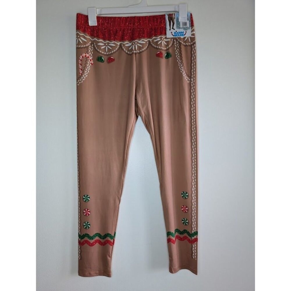 Christmas Gingerbread Leggings Size XL Holiday‎ Ugly Christmas Sweater Pajamas